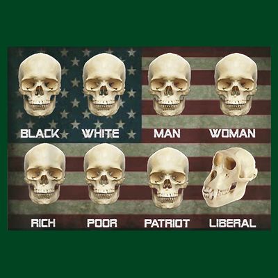 Black White Patriot Liberal Skulls T-Shirt