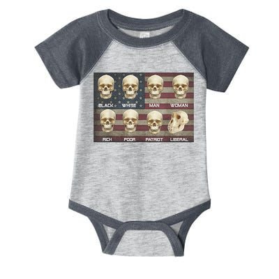 Black White Patriot Liberal Skulls Infant Baby Jersey Bodysuit