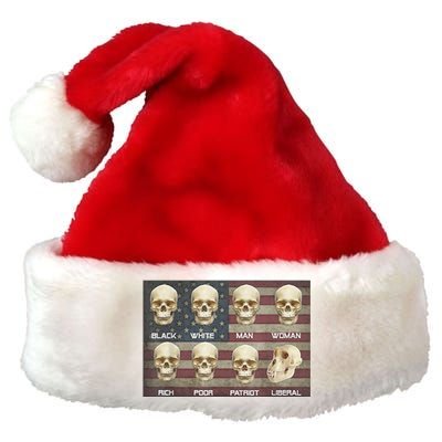 Black White Patriot Liberal Skulls Premium Christmas Santa Hat