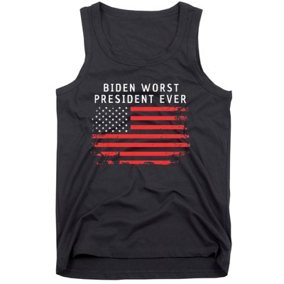 BIDEN WORST PRESIDENT EVER ANTI JOE BIDEN AMERICAN FLAG Tank Top