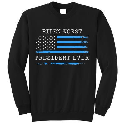 BIDEN WORST PRESIDENT EVER ANTI JOE BIDEN AMERICAN FLAG Sweatshirt