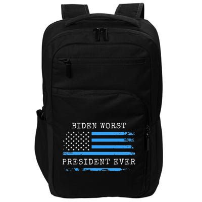 BIDEN WORST PRESIDENT EVER ANTI JOE BIDEN AMERICAN FLAG Impact Tech Backpack