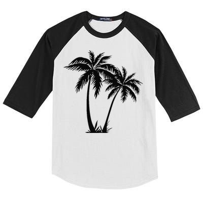 Black White Palm Trees Summer Sun Beach  Kids Colorblock Raglan Jersey