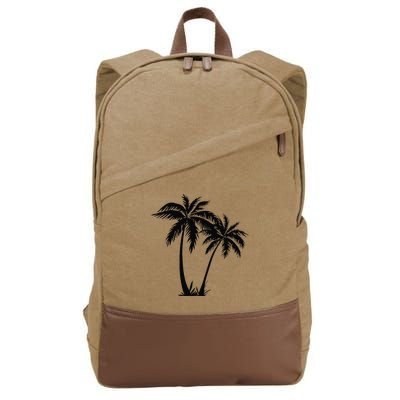 Black White Palm Trees Summer Sun Beach  Cotton Canvas Backpack