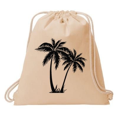 Black White Palm Trees Summer Sun Beach  Drawstring Bag