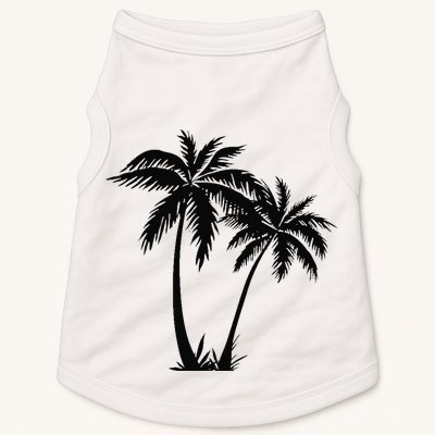 Black White Palm Trees Summer Sun Beach  Doggie Tank
