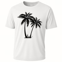 Black White Palm Trees Summer Sun Beach  Cooling Performance Crew T-Shirt