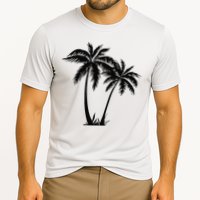 Black White Palm Trees Summer Sun Beach  Cooling Performance Crew T-Shirt