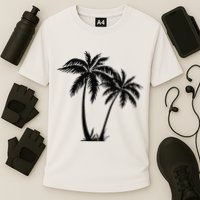 Black White Palm Trees Summer Sun Beach  Cooling Performance Crew T-Shirt