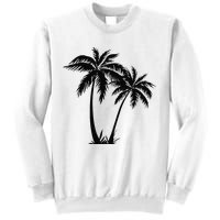 Black White Palm Trees Summer Sun Beach  Sweatshirt