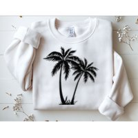 Black White Palm Trees Summer Sun Beach  Sweatshirt