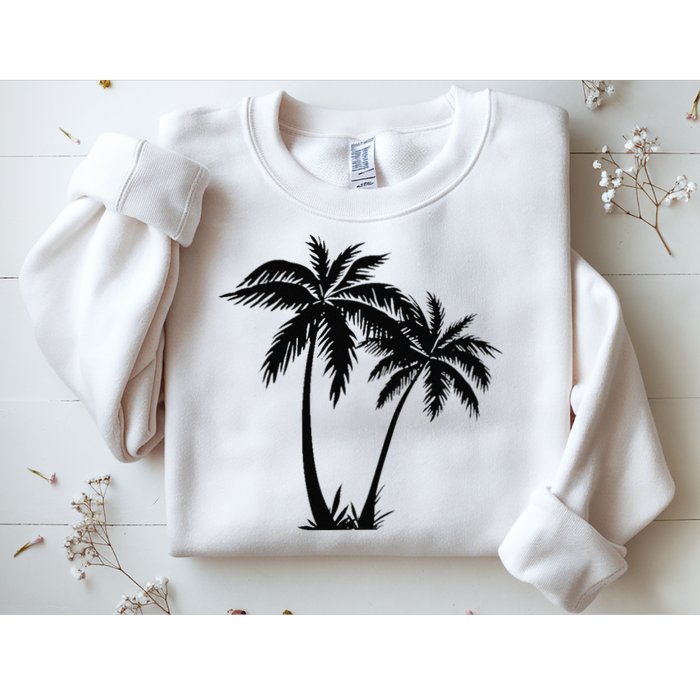 Black White Palm Trees Summer Sun Beach  Sweatshirt