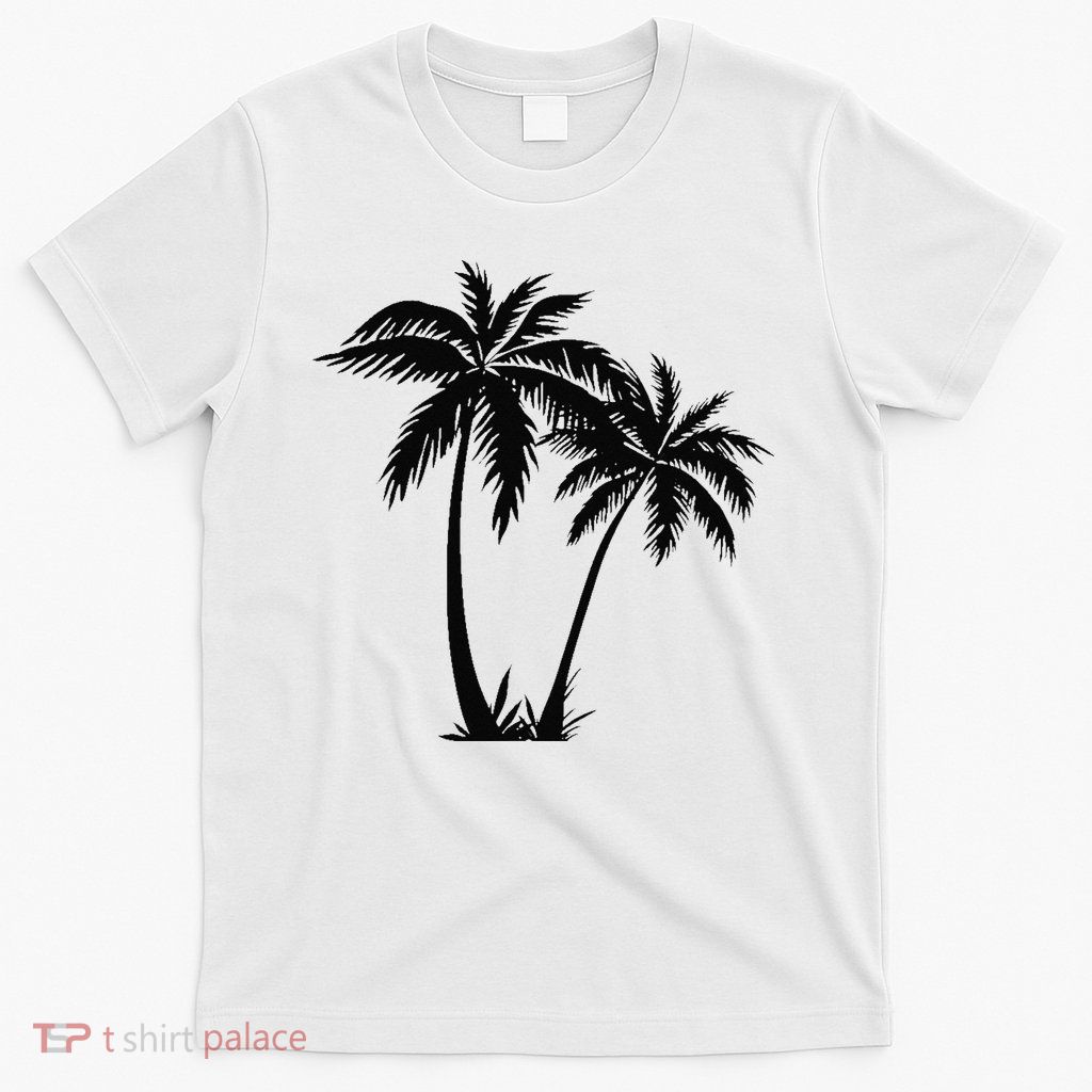 Black White Palm Trees Summer Sun Beach  T-Shirt