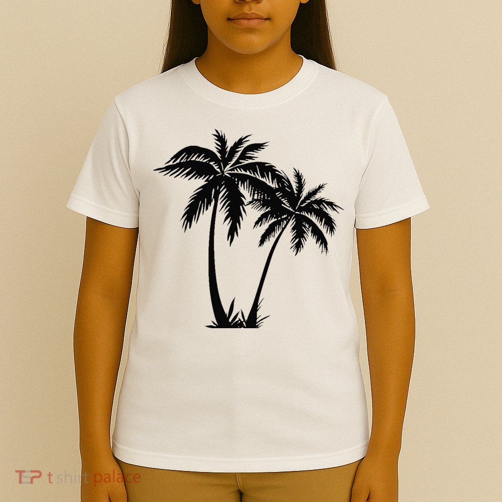 Black White Palm Trees Summer Sun Beach  T-Shirt