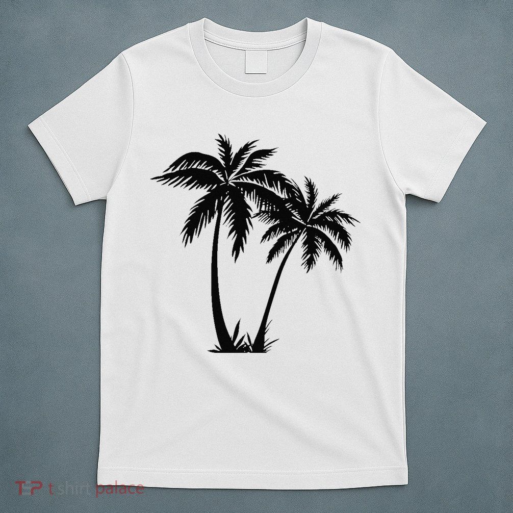 Black White Palm Trees Summer Sun Beach  T-Shirt