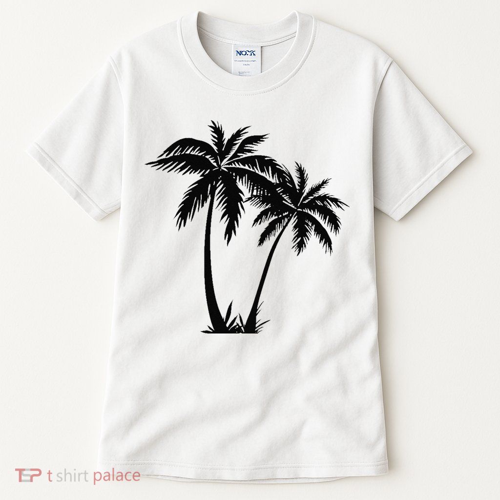 Black White Palm Trees Summer Sun Beach  Tall T-Shirt