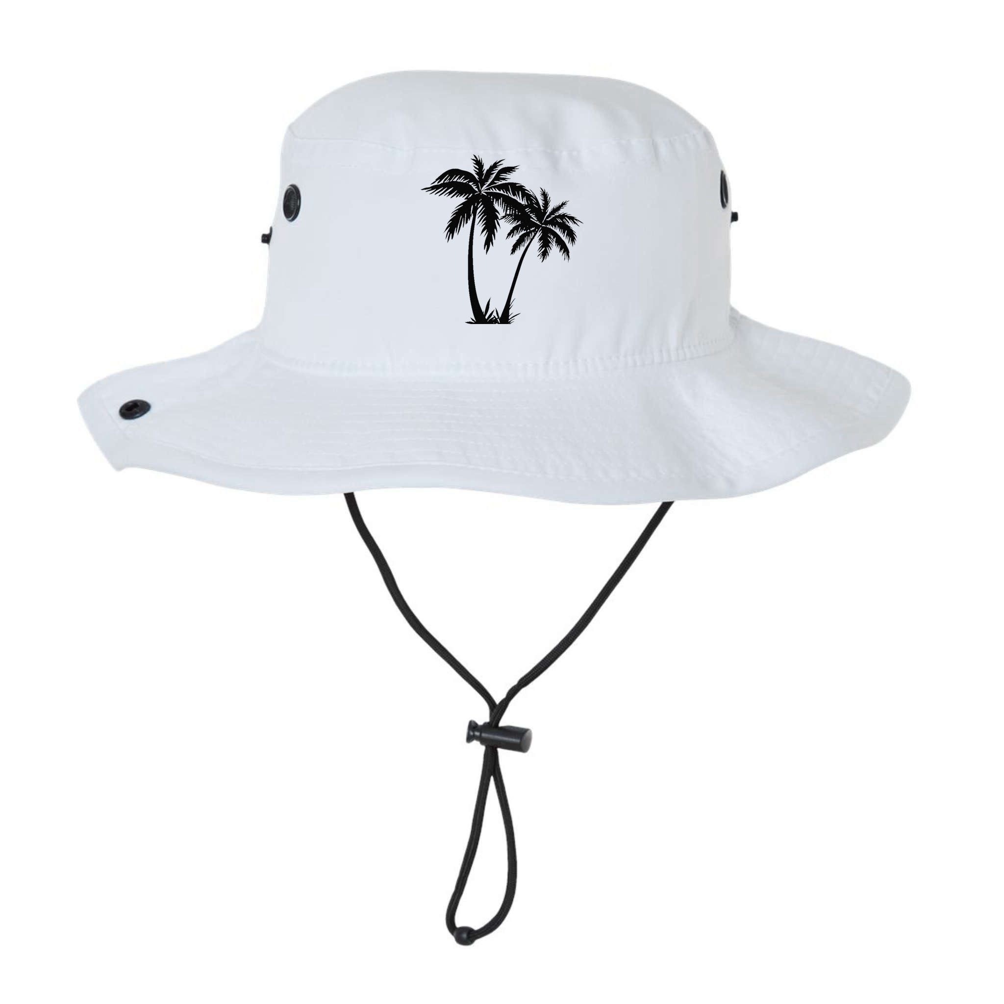 Black White Palm Trees Summer Sun Beach  Bucket Hat