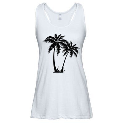 Black White Palm Trees Summer Sun Beach  Ladies Essential Flowy Tank