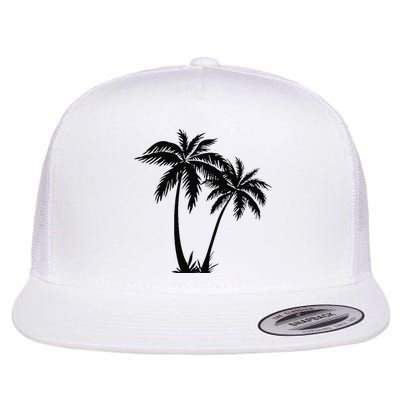 Black White Palm Trees Summer Sun Beach  Flatbill Hat