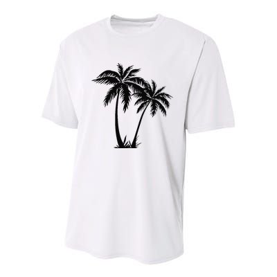 Black White Palm Trees Summer Sun Beach  Youth Performance Sprint T-Shirt