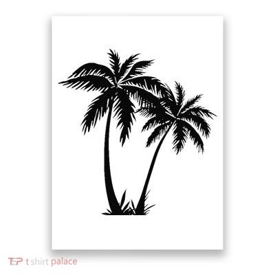 Black White Palm Trees Summer Sun Beach  Poster