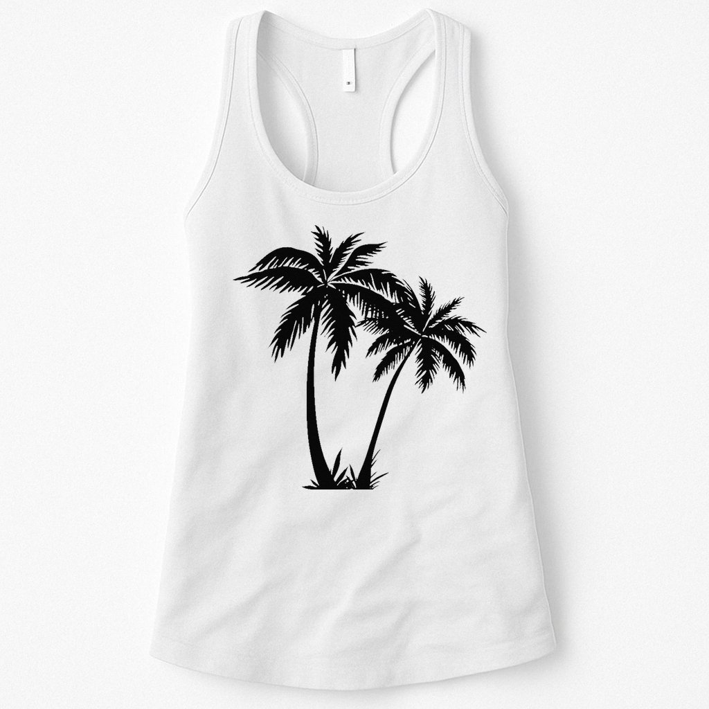 Black White Palm Trees Summer Sun Beach  Womens Tank Top
