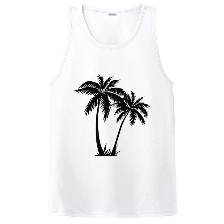 Black White Palm Trees Summer Sun Beach  PosiCharge Competitor Tank