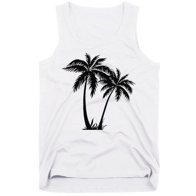 Black White Palm Trees Summer Sun Beach  Tank Top