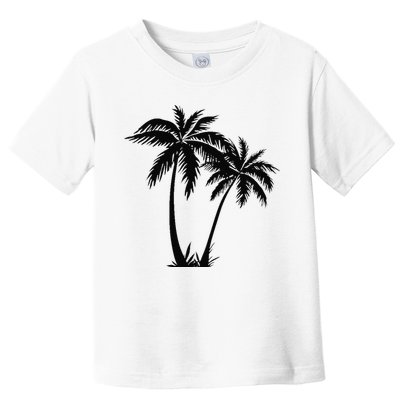 Black White Palm Trees Summer Sun Beach  Toddler T-Shirt