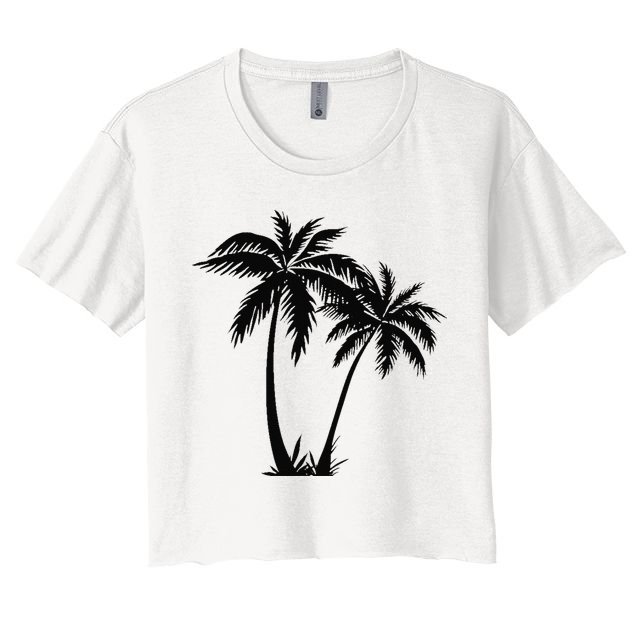 Black White Palm Trees Summer Sun Beach  Crop Top
