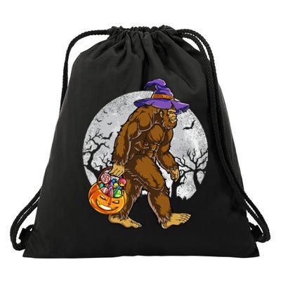 Bigfoot Witch Pumpkin Halloween Girls Women Sasquatch Lovers Drawstring Bag