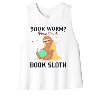 Book Worm Please Im A Book Sloth Women's Racerback Cropped Tank