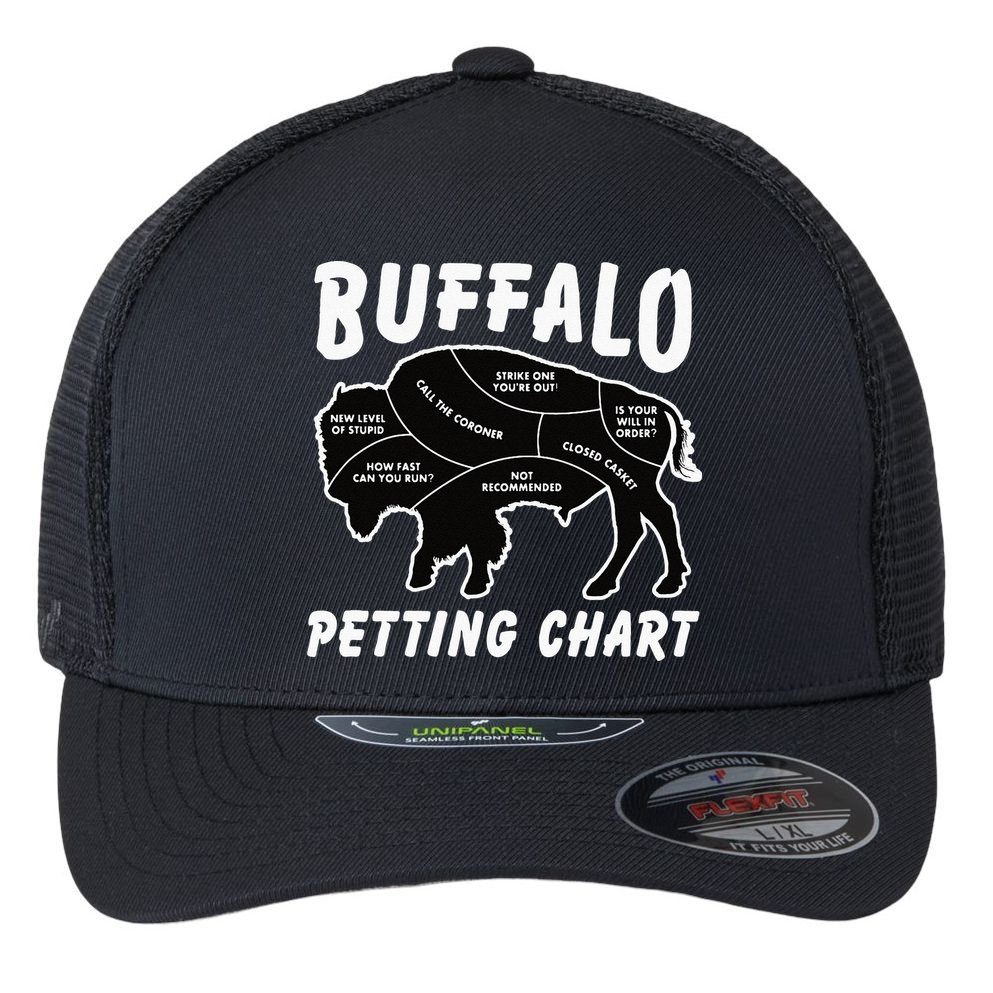 Buffalo Wildlife Petting Chart For Bison Lovers Flexfit Unipanel Trucker Cap