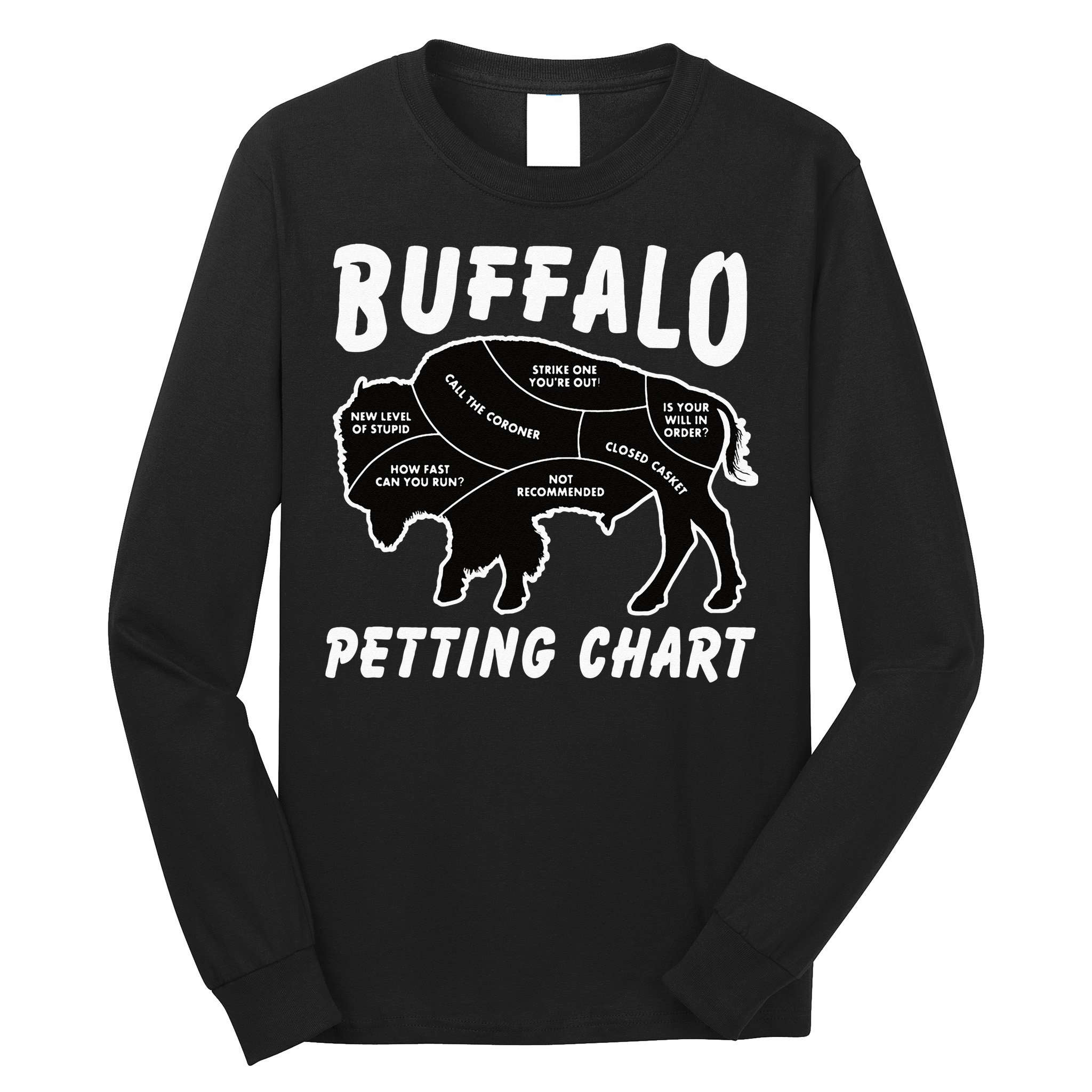 Buffalo Wildlife Petting Chart For Bison Lovers Long Sleeve Shirt