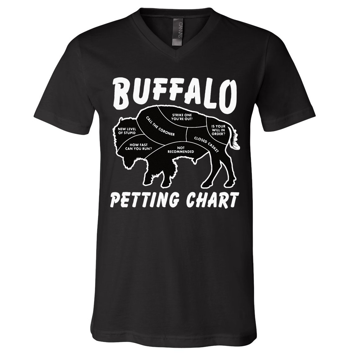 Buffalo Wildlife Petting Chart For Bison Lovers V-Neck T-Shirt