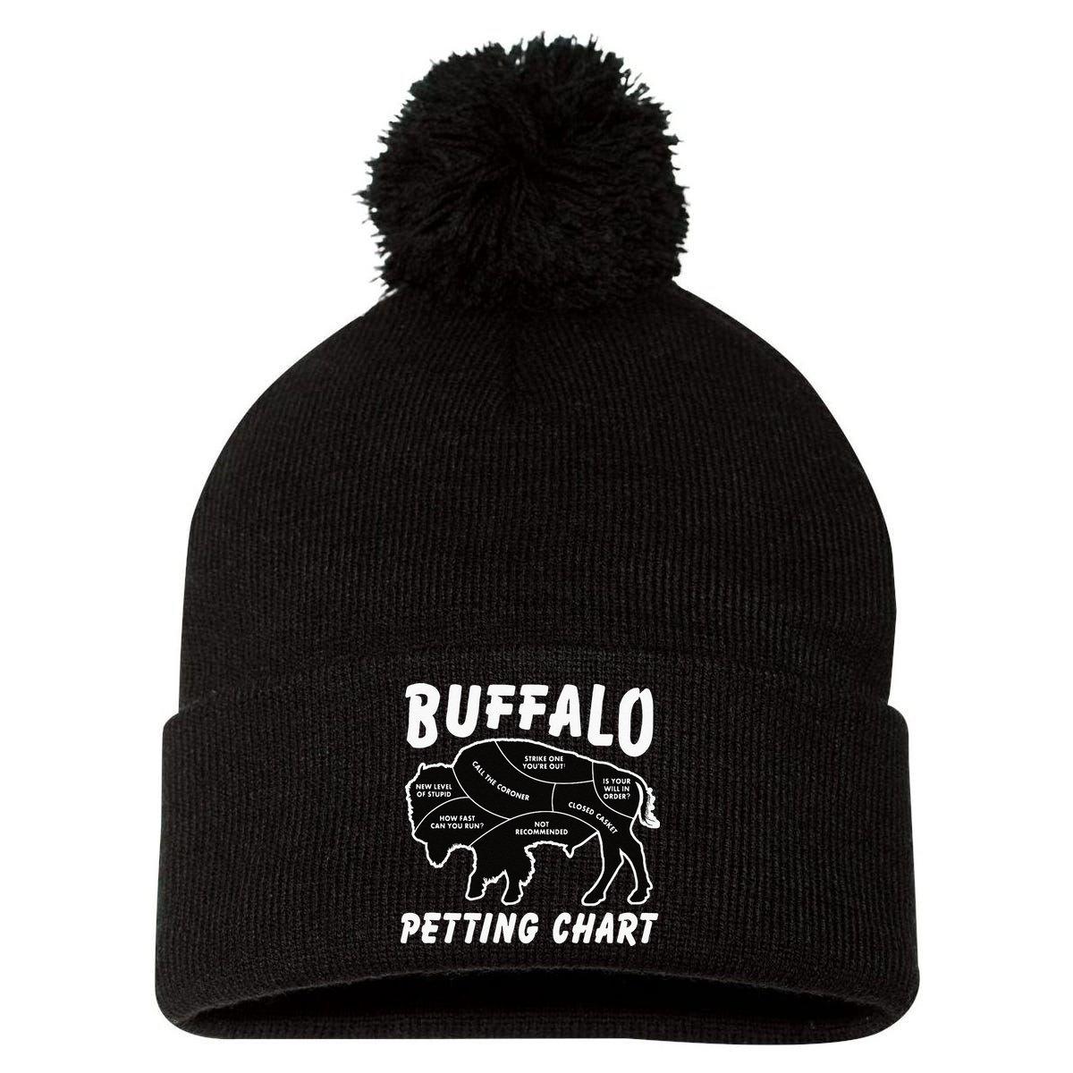 Buffalo Wildlife Petting Chart For Bison Lovers Pom Pom 12in Knit Beanie