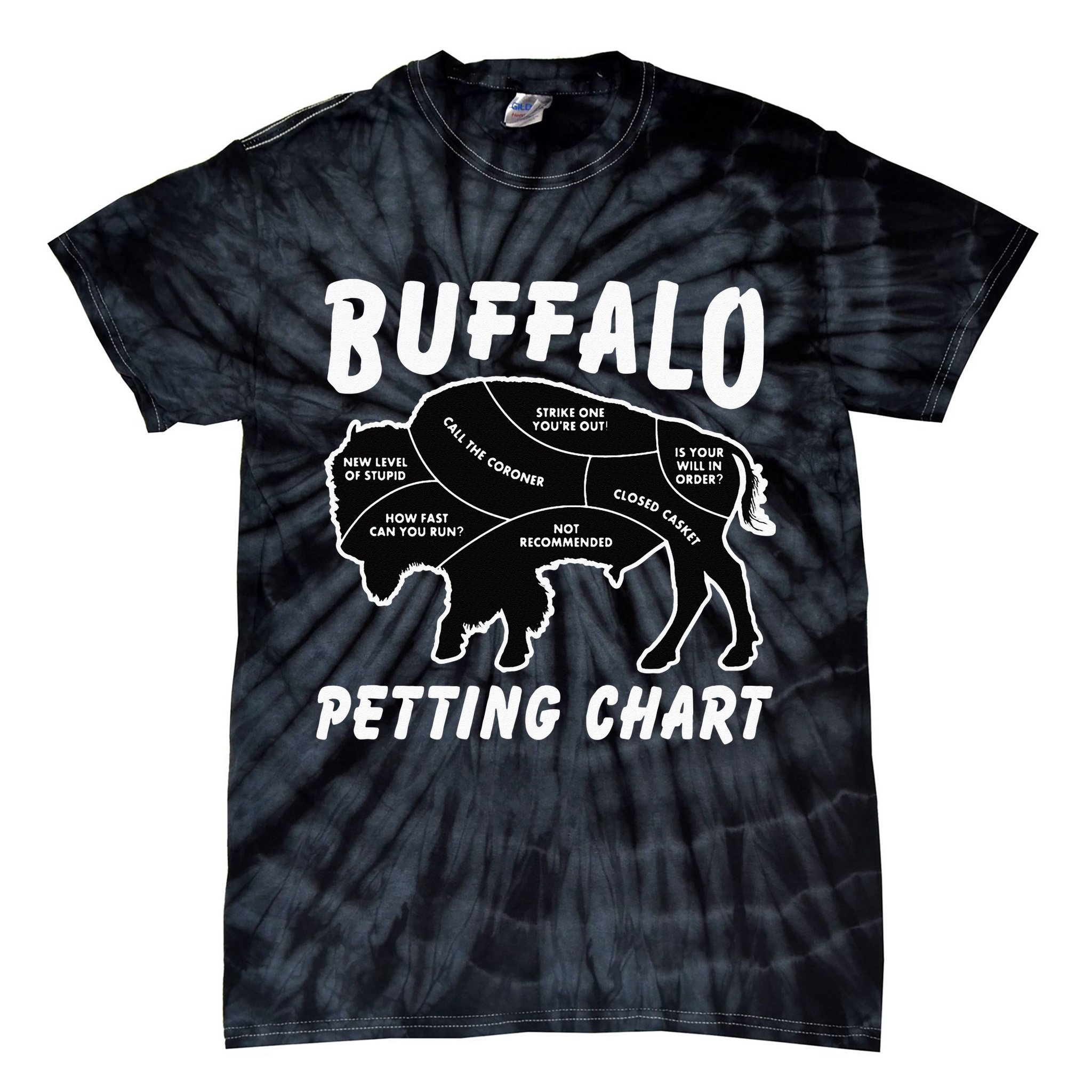 Buffalo Wildlife Petting Chart For Bison Lovers Tie-Dye T-Shirt