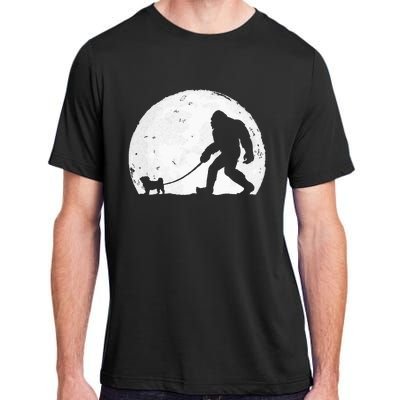 Bigfoot Walks Pug Funny Pug Funny Bigfoot Pug Lover Pug Adult ChromaSoft Performance T-Shirt