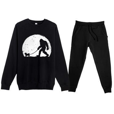 Bigfoot Walks Pug Funny Pug Funny Bigfoot Pug Lover Pug Premium Crewneck Sweatsuit Set