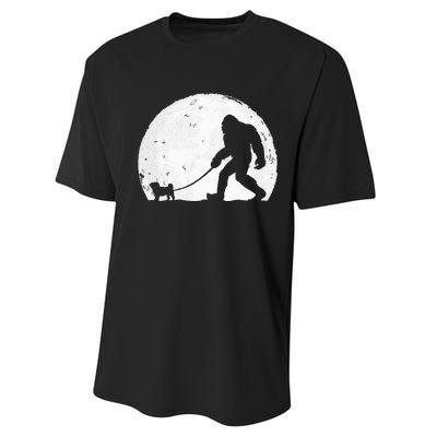 Bigfoot Walks Pug Funny Pug Funny Bigfoot Pug Lover Pug Performance Sprint T-Shirt