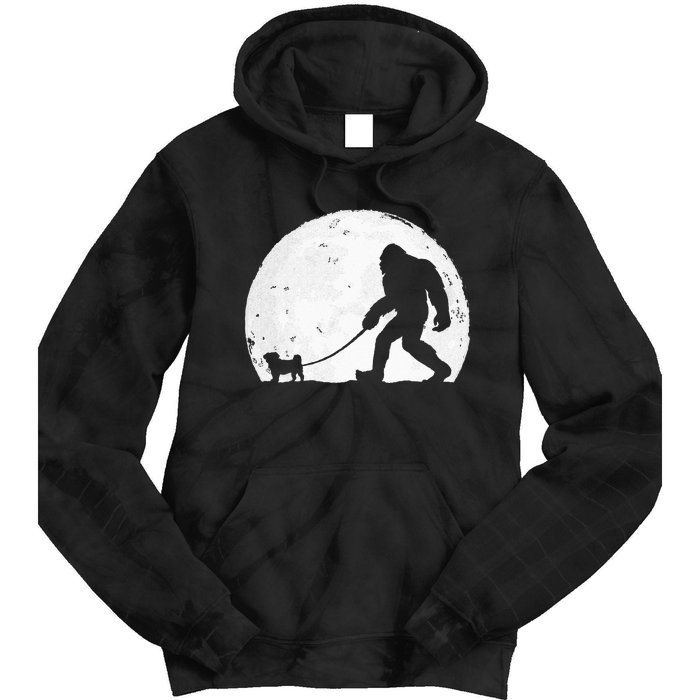 Bigfoot Walks Pug Funny Pug Funny Bigfoot Pug Lover Pug Tie Dye Hoodie