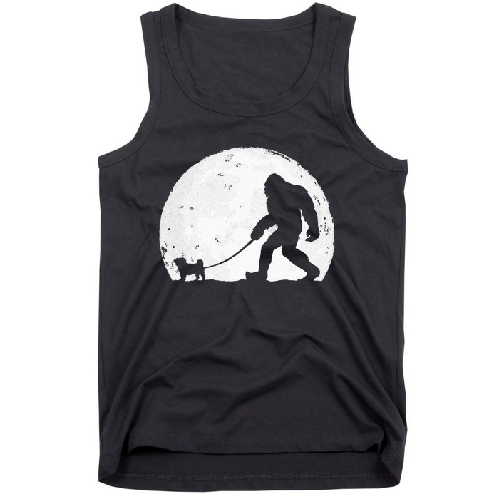 Bigfoot Walks Pug Funny Pug Funny Bigfoot Pug Lover Pug Tank Top