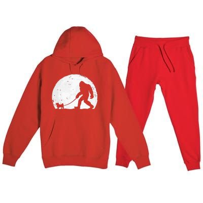 Bigfoot Walks Pug Funny Pug Funny Bigfoot Pug Lover Pug Premium Hooded Sweatsuit Set