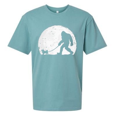 Bigfoot Walks Pug Funny Pug Funny Bigfoot Pug Lover Pug Sueded Cloud Jersey T-Shirt