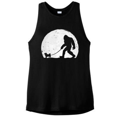 Bigfoot Walks Pug Funny Pug Funny Bigfoot Pug Lover Pug Ladies PosiCharge Tri-Blend Wicking Tank