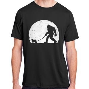 Bigfoot Walks Pug Funny Pug Funny Bigfoot Pug Lover Pug Adult ChromaSoft Performance T-Shirt