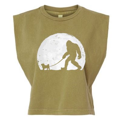 Bigfoot Walks Pug Funny Pug Funny Bigfoot Pug Lover Pug Garment-Dyed Women's Muscle Tee