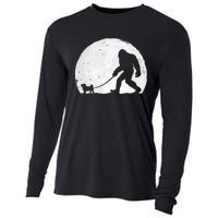 Bigfoot Walks Pug Funny Pug Funny Bigfoot Pug Lover Pug Cooling Performance Long Sleeve Crew