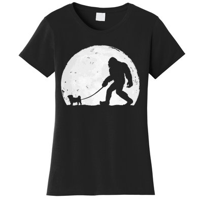 Bigfoot Walks Pug Funny Pug Funny Bigfoot Pug Lover Pug Women's T-Shirt