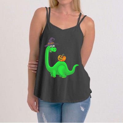 Brachiosaurus Witch Pumpkin Halloween Dinosaur Brontosaurus Women's Strappy Tank